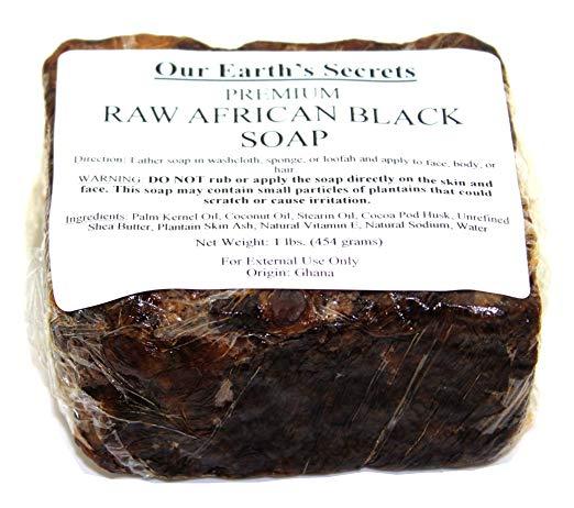 Our Earth's Secrets Premium Raw African Black Soap, 1 lb. / 454g