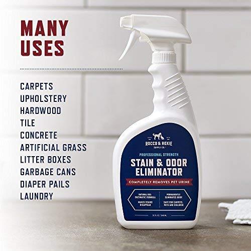 Rocco & Roxie Professional Strength Stain & Odor Eliminator Enzyme-Powered Pet Odor & Stain Remover for Dog and Cats Urine 32 fl. oz
