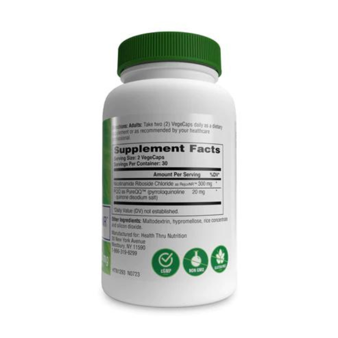 Health Thru Nutrition 320mg NR + PQQ NAD + Activator Featuring RejuvNR 60 Capsules