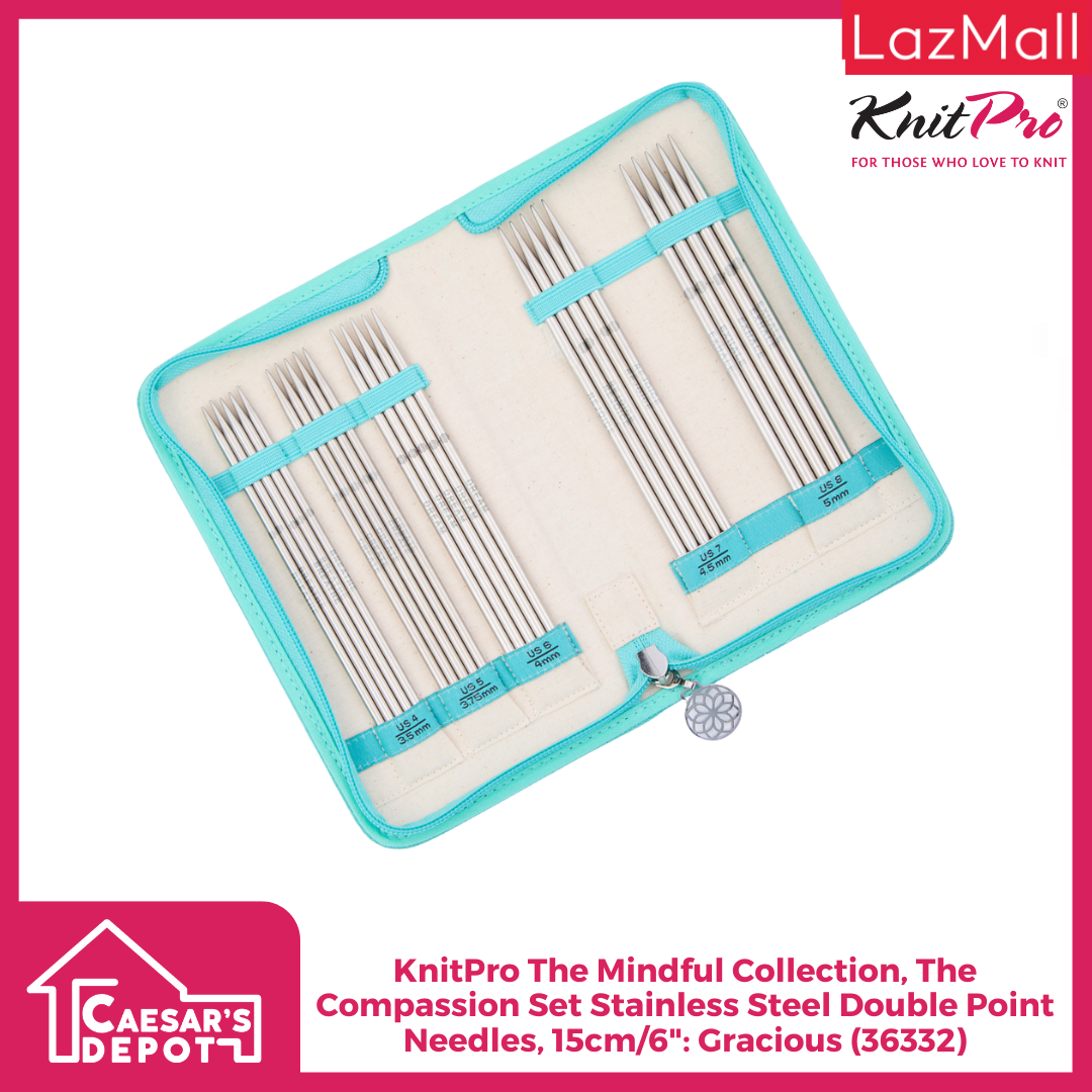 KnitPro The Mindful Collection, Stainless Steel Double Point Needles Set, 15cm/6"