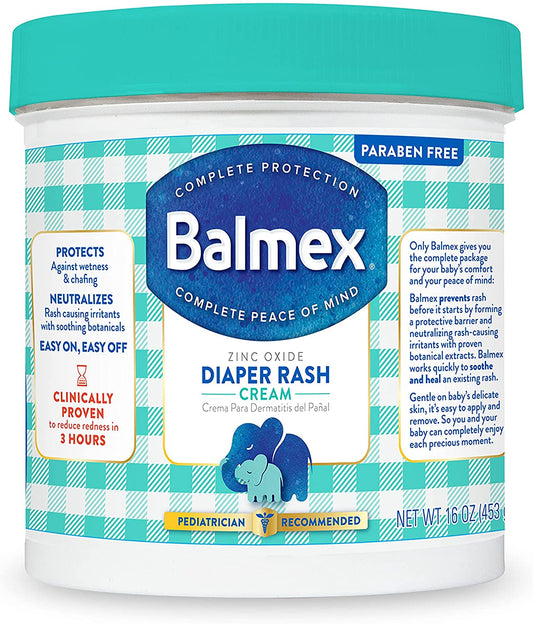 Balmex Complete Protection Zinc Oxide Baby Diaper Rash Cream, 16 oz. / 453g