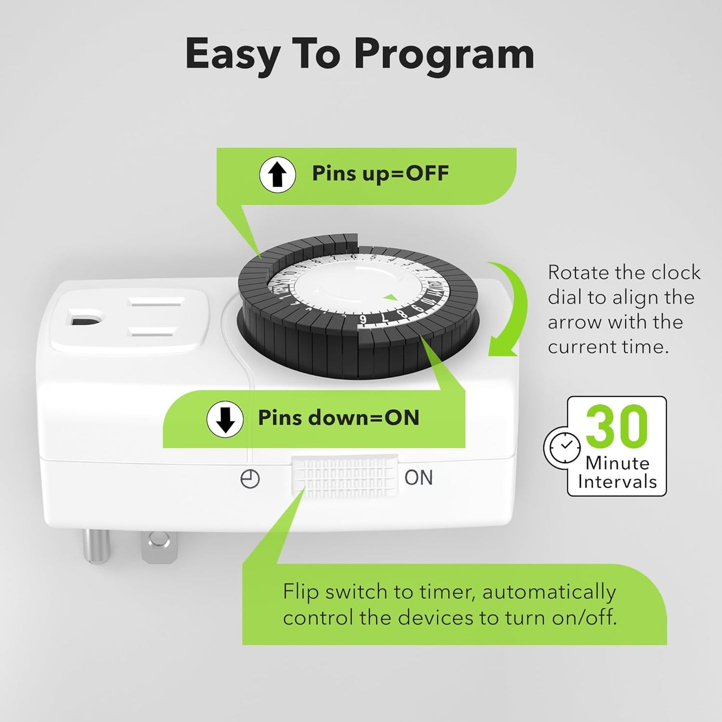 BN-Link Mechanical Timer BND-60/U47 125V, 2-Pack
