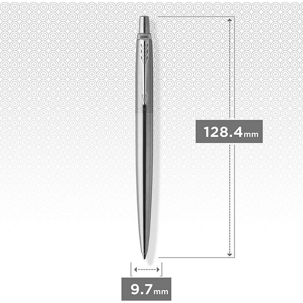 Parker 1953170 Jotter Ballpoint Pen, Stainless Steel w/ Chrome Trim, Medium Point Blue Ink, Gift Box