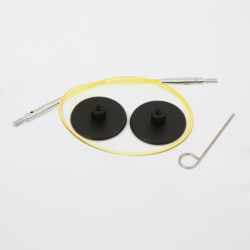 KnitPro Coloured Cables with 1 Cable Key & 2 End Caps 20cm to make 40cm (16'') IC Needle - Yellow (10631)