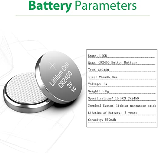Licb CR2450 Battery 3V Lithium CR 2450 10 Pack