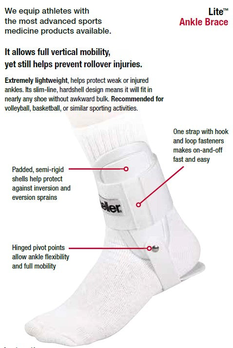 Mueller Sportcare One Size Lite Ankle Brace, WHITE (PACKAGING MAY VARY)