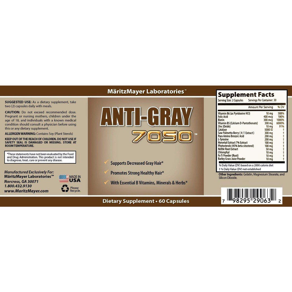Anti Gray Hair 7050 Helps Restore Natural Hair Color, 60 Capsules