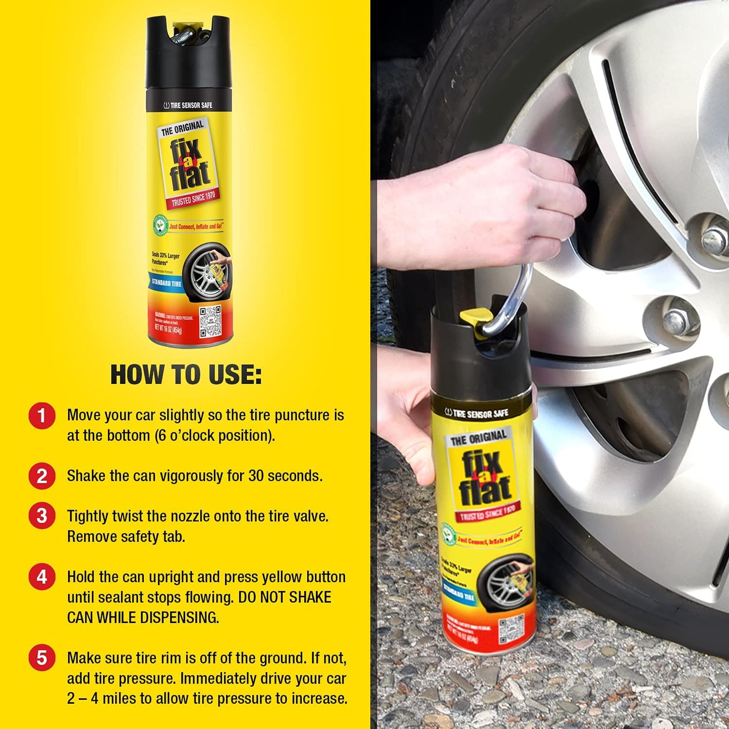 Fix a Flat Trusted Since 1970 Tire Sensor Safe 16Oz / 454g