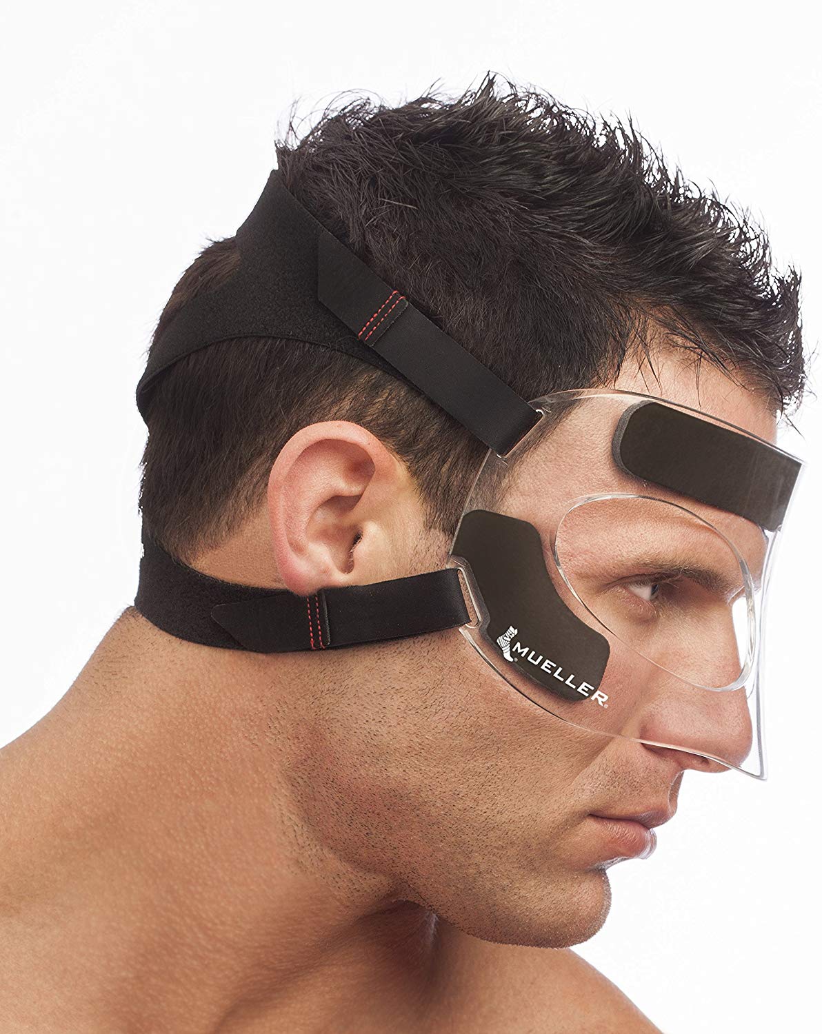 Mueller Face Guard , Protection from Impact Injuries to Nose and Face, Clear, One Size Fits Most