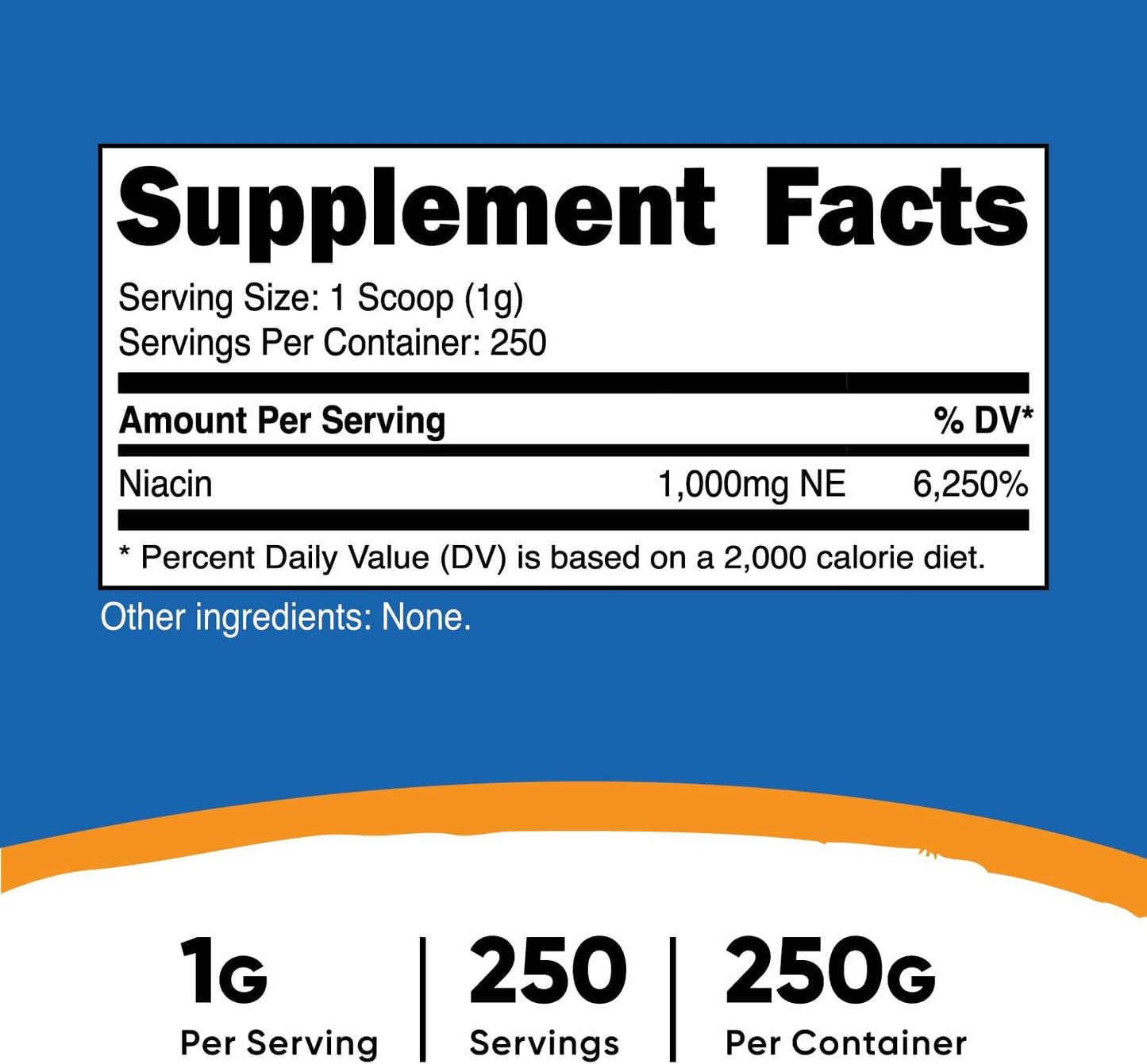 Nutricost Niacin Vitamin B3 Unflavored Supplement 8.9 oz / 250g