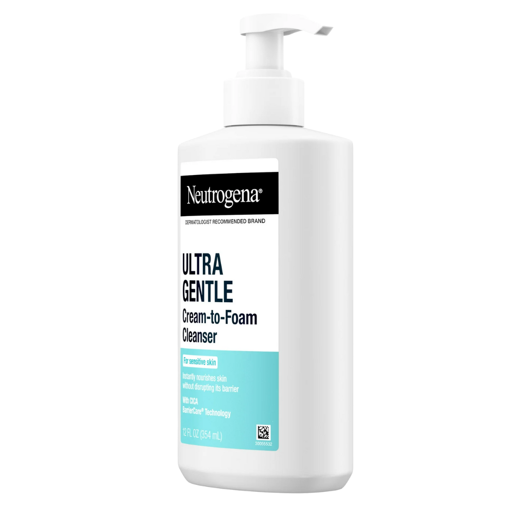 Neutrogena Ultra Gentle Cream-to-Foam Cleanser for Sensitive Skin with CICA, 354 ml / 12 fl oz