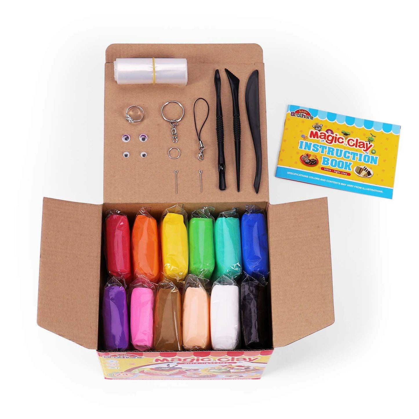 Sago Brothers Air Dry Clay 24 Colors, Kids Toys Modeling Clay for Kids, 3 Year Old Girl Gifts No-Bake No Mess Molding Clay Kit, Model Magic Clay Christmas Birthday Gifts for Kids Girls Boys Age 3-12