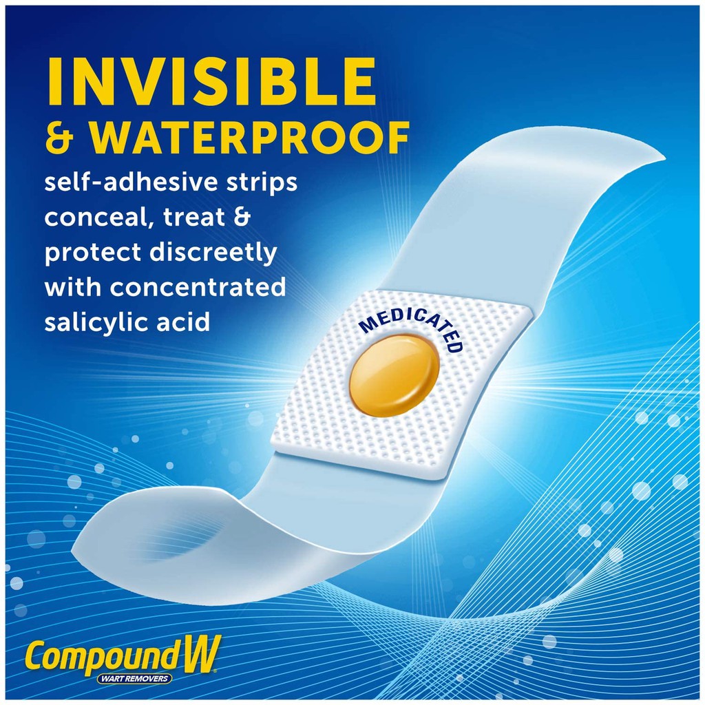 Compound W One Step Invisible Strips, Wart Removal, 14 Medicated Strips