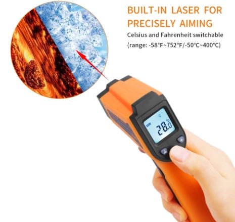 GM400 Portable Non-Contact Digital Infrared Thermometer (Orange)