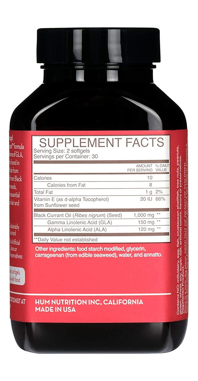 HUM Red Carpet Healthy Skin & Hair Supplement, Vegan Vegetarian 60 Softgels