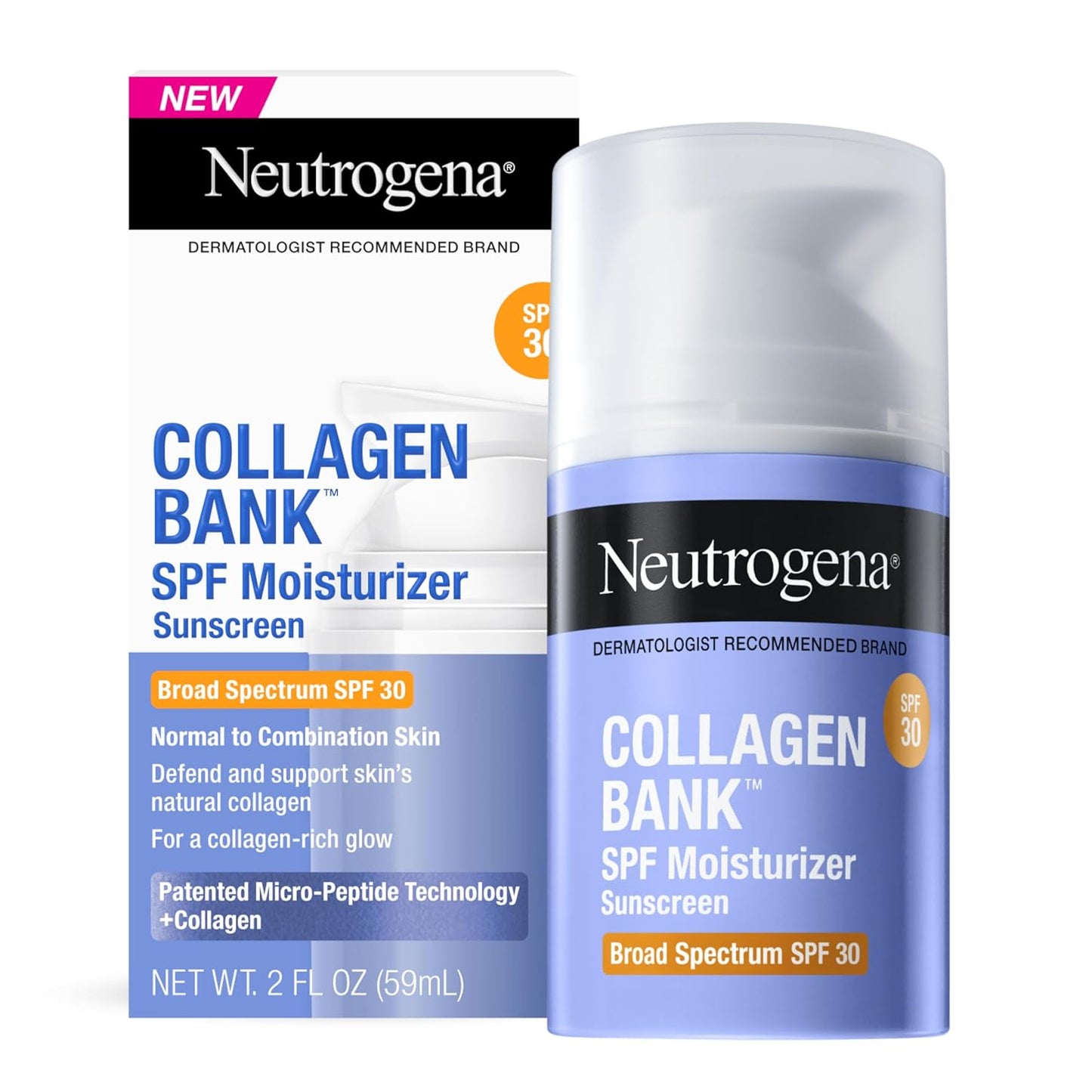 Neutrogena Collagen Bank SPF Moisturizer Normal To Combination Skin With SPF30, 2 fl oz / 59mL