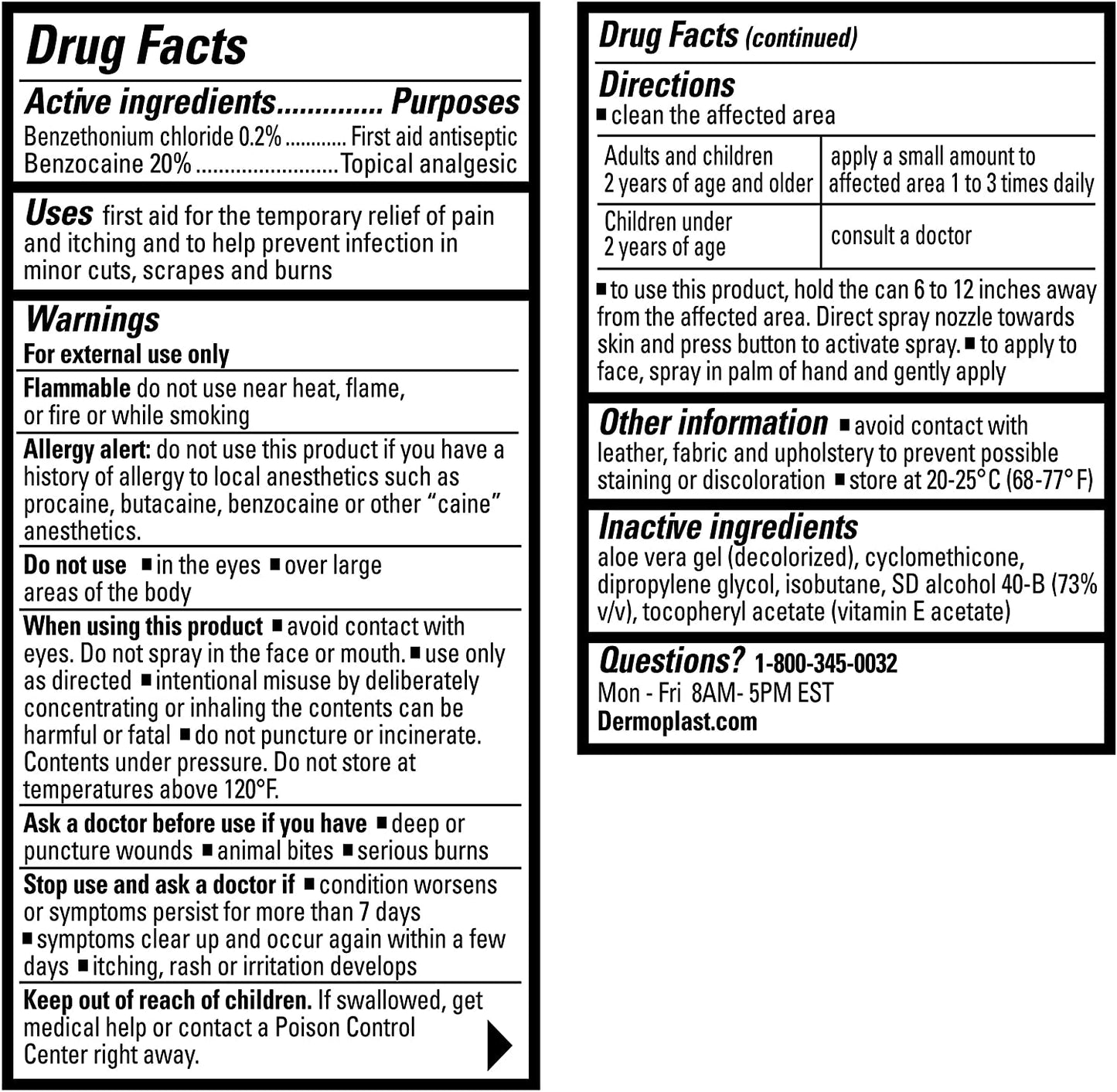 Dermoplast First Aid Spray for Minor Cuts, Scrapes and Burns, 2.75 oz. / 78g