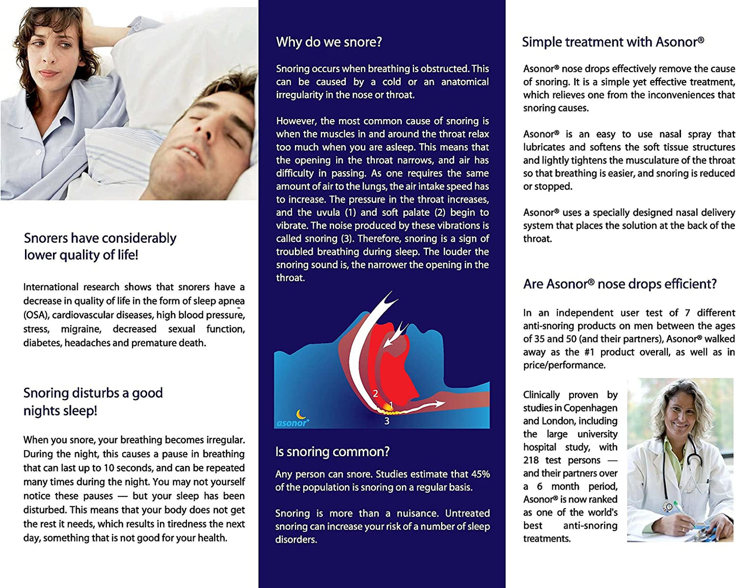 Asonor Snoring Relief Anti-ronflement Nasal Delivery System Spray Nasal 1Fl Oz (30ML)
