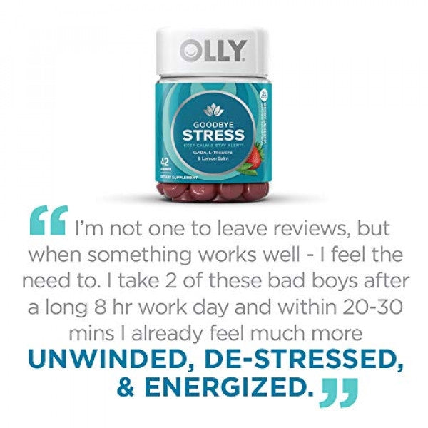 OLLY Goodbye Stress GABA, L Theanine & Lemon Balm Chewable Supplement, 42 Gummies