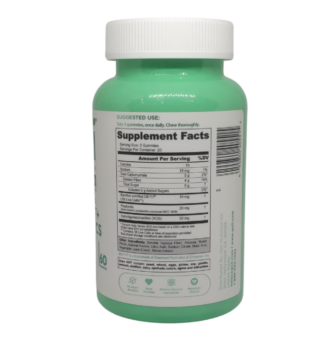 Goli Nutrition Zero Sugar Pre+Post+Probiotics, 60 Gummies