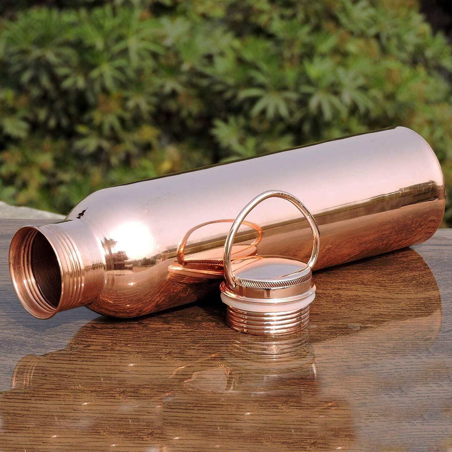 Ancient Impex Pure Copper Water Bottle with Handle with Ayurvedic Benefited, 33.84 US fl.oz Capacity