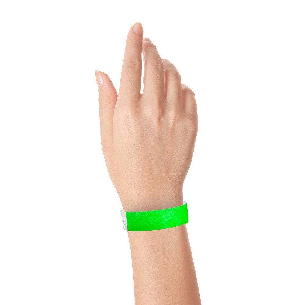 WristCo Neon Green 3/4" Tyvek Wristbands - (500 Pack) Paper Wristbands For Events