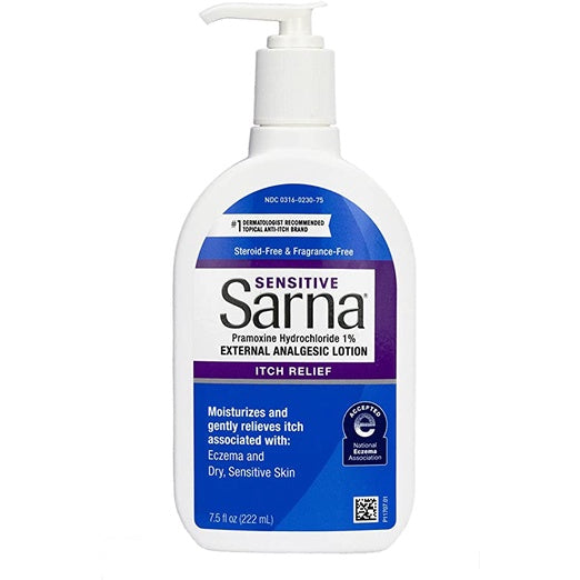 Sarna Sensitive External Itch Relief Moisturizing Lotion Fragrance Free 222 ml