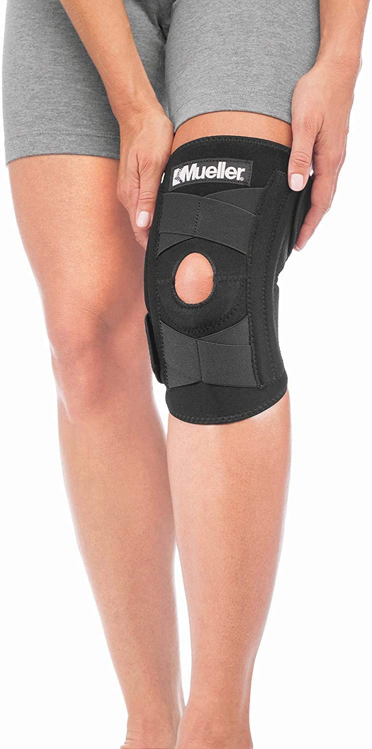 Mueller Black Self-Adjusting Knee Stabilizer 3 Inches Above Knee Fits 14” - 20” PACKAGING MAY VARY