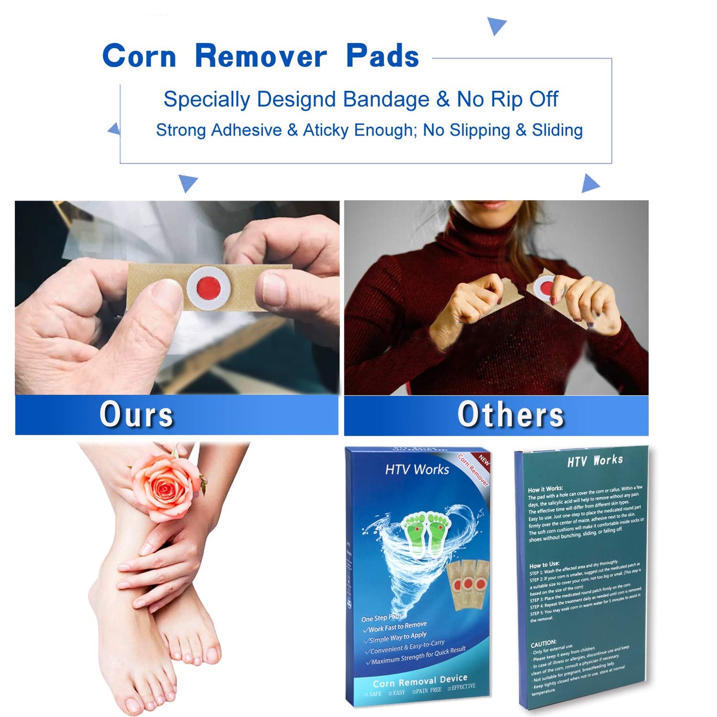 Corn Remover for Feet, Removes Callus, Toe Corns Fast, While Giving you Treatment and Protection, Goodbye to Footpain, Works for All Foot Size (42Pads)