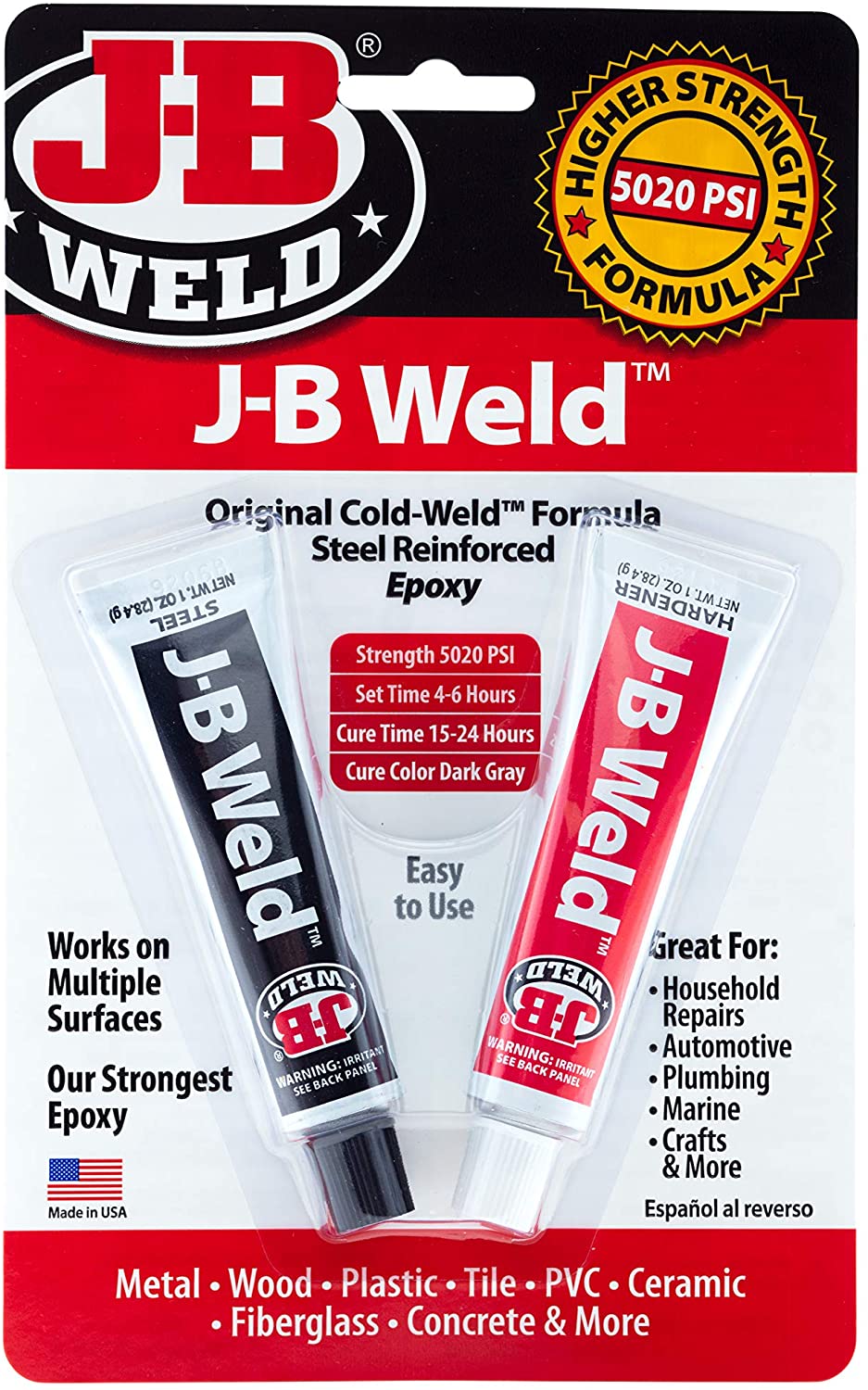JB Weld Original Cold-Weld Formula Steel Reinforced Epoxy, 1 oz. / 28.4 g each (8265S)