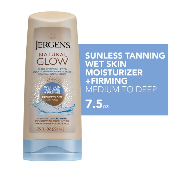 Jergens Natural Glow Medium to Deep Lock in Hydration Wet Skin Moisturizer , 7.5oz 221ml