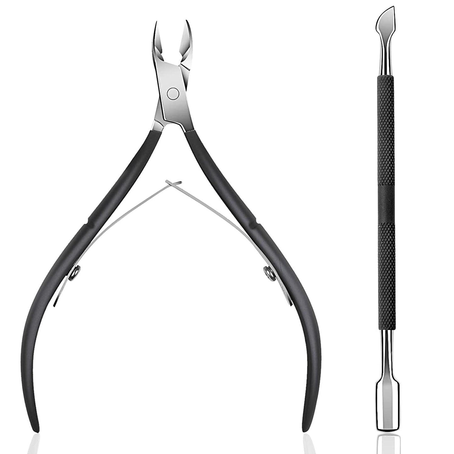 Ejiubas Cuticle Remover Tool Set, Cuticle Nipper + Cuticle Pusher for Fingernails and Toenails