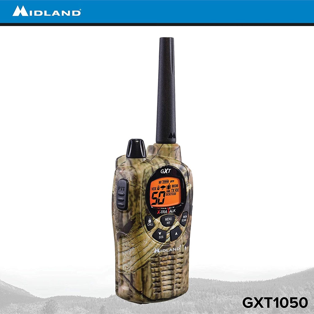 Midland GXT Pro Series GXT1050VP4 50 Channel Long Range Walkie Talkie, Black/Mossy Oak Camo, 2 Pack