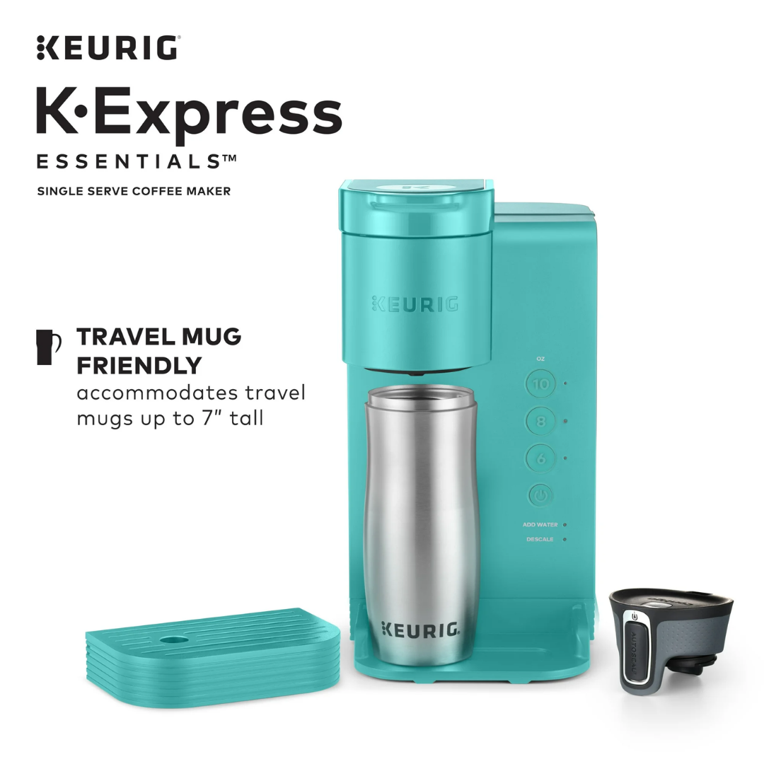 Keurig K-Express Essentials Single Serve Coffee Maker, 6-10 oz Cup & 32 oz Removable Reservoir, Tropical Blue