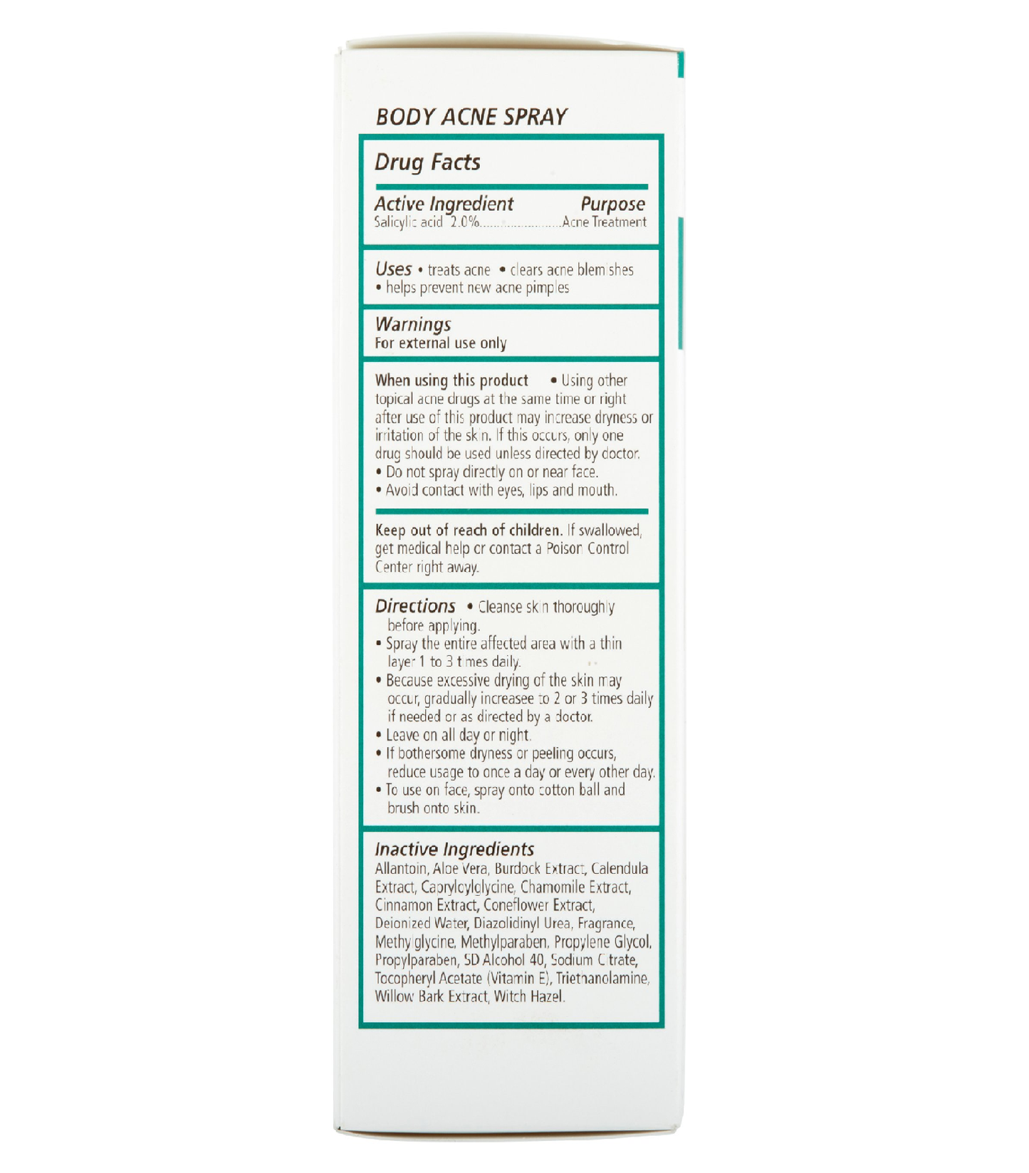 Nature's Cure Two-Part Body Acne Treatment 60 Tablets 3.5 fl oz / 103 ml Spray