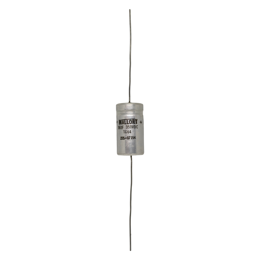 Mallory TC64 Aluminum Axial Electrolytic Capacitor 16uF 350VDC, 2 Pcs