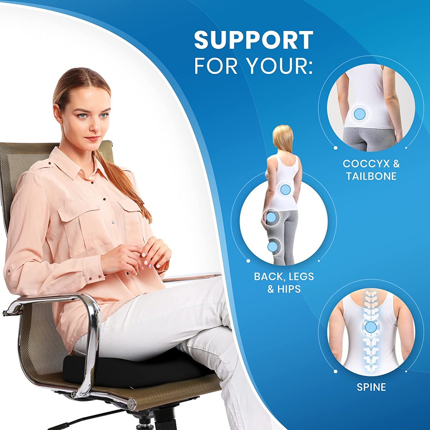 Everlasting Comfort Gel Infused Seat Cushion U - Shaped Ergonomic Design 1 Count