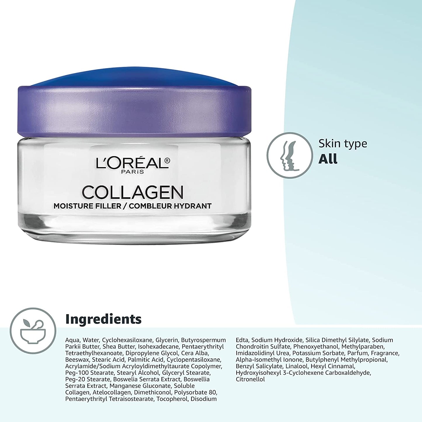 L'Oreal Paris Collagen Moisture Filler Daily Moisturizer Anti-Aging Cream. 1.7 oz. / 48g (PACKAGING MAY VARY)