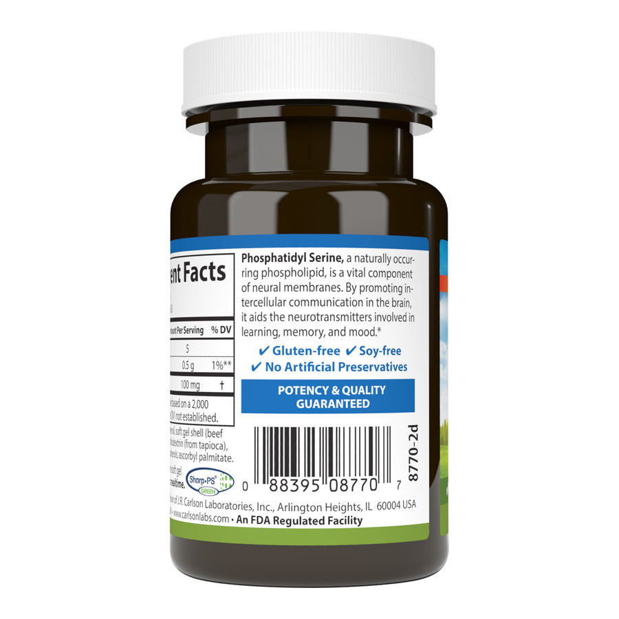 Carlson Phosphatidyl Serine 100mg 30 Soft Gels Brain Support, Cognitive Function & Healthy Mood