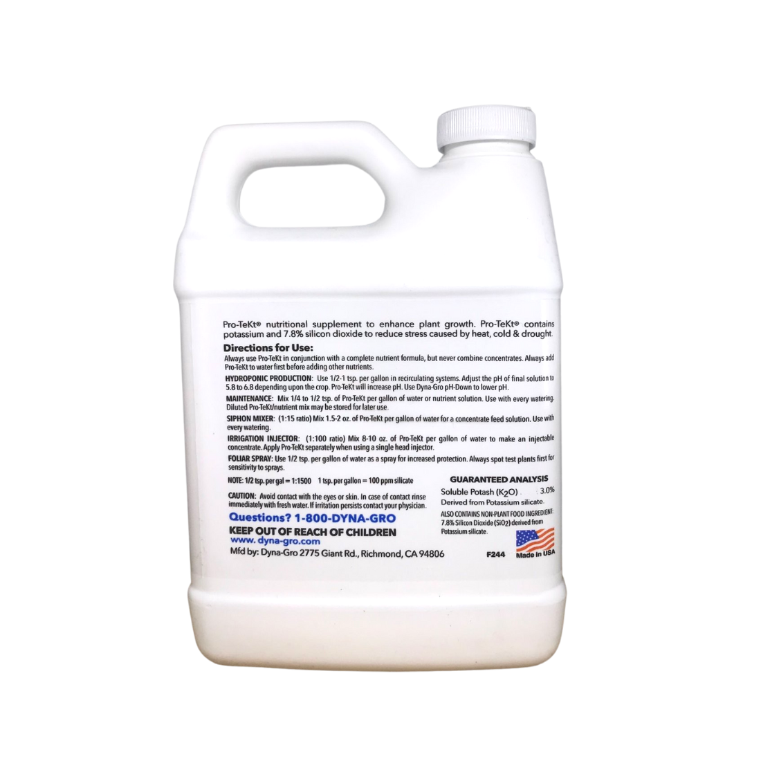 Dyna-Gro Pro - Tekt The Silicon Solution Nutritional Supplement For Plants 0-0-3 32 Fl Oz (945ml)