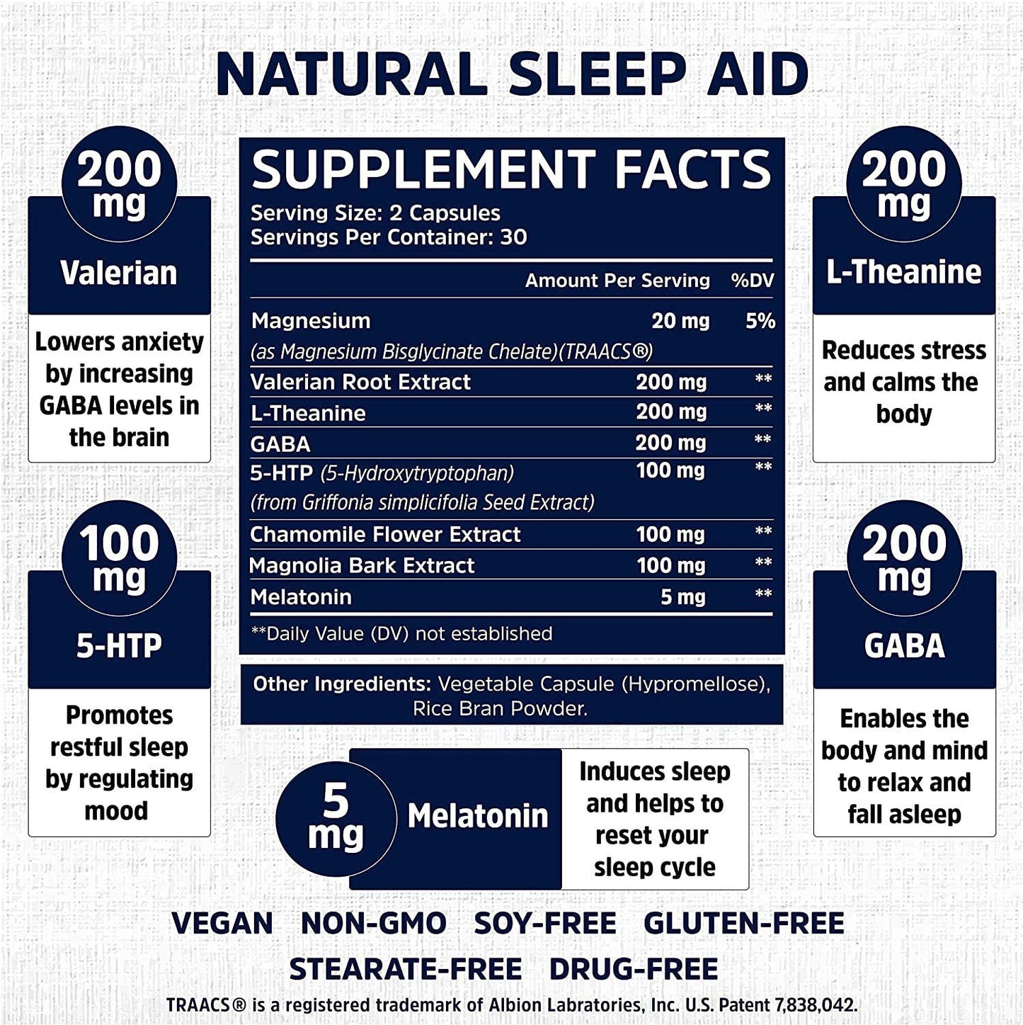 Sleep Fairy Natural Sleep Aid Anxiety & Insomnia Relief Supplement w/ Valerian Root, 60 Vegan Caps