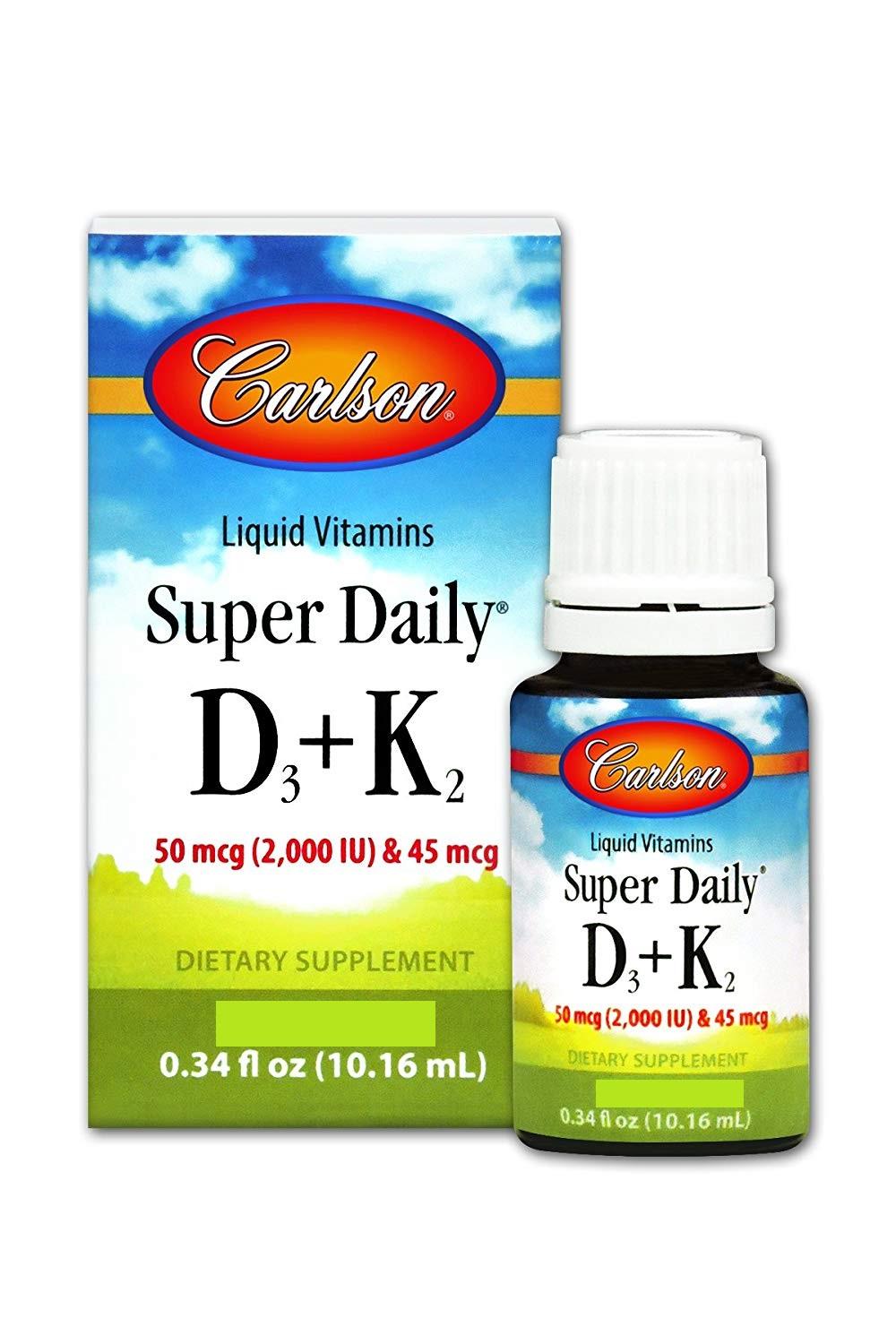 Carlson Super Daily D3 + K2 2,000 IU 360 Vegetarian Drops 0.34 fl oz / 10.16 mL