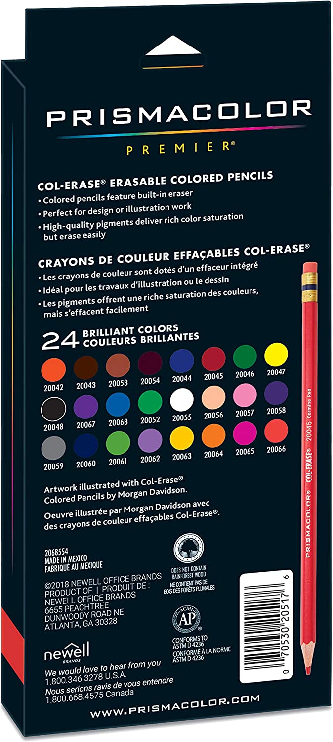 Prismacolor Col - Erase Erasable Colored Pencils 24 Count
