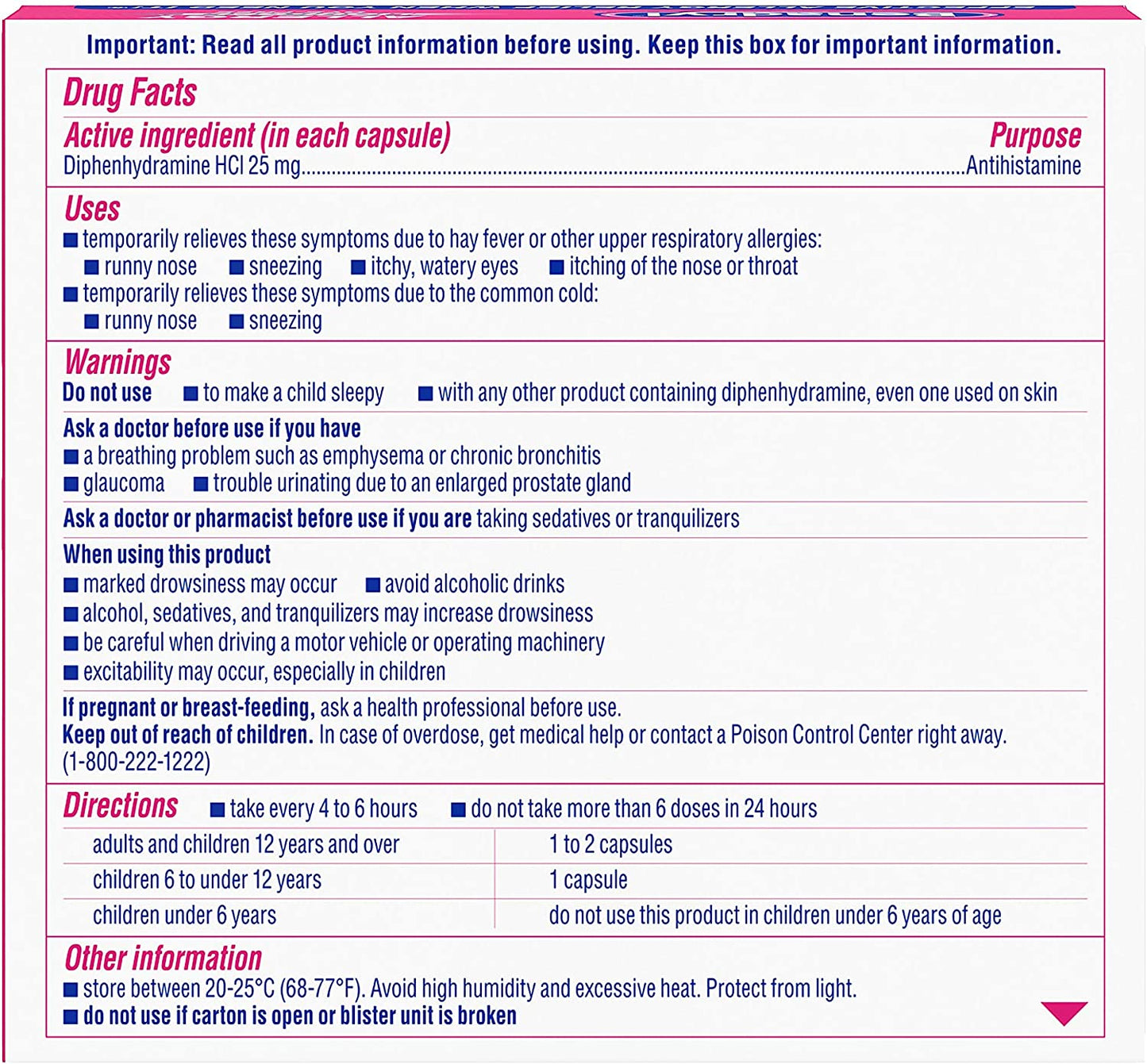 Benadryl Allergy Liqui-Gels 25 mg, 24 Capsules