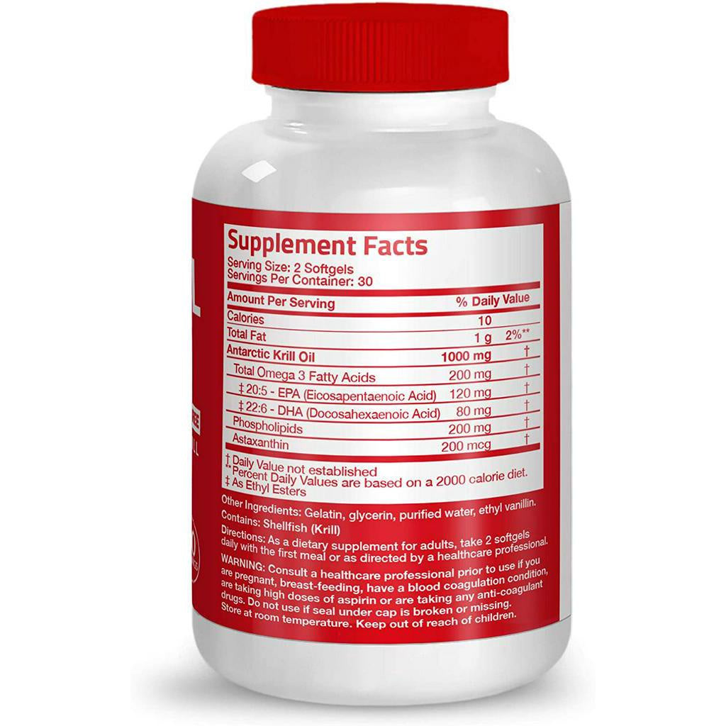 Bronson Antarctic Krill Oil 1000 mg with Omega-3s EPA, DHA, 60 Softgels (30 Servings)