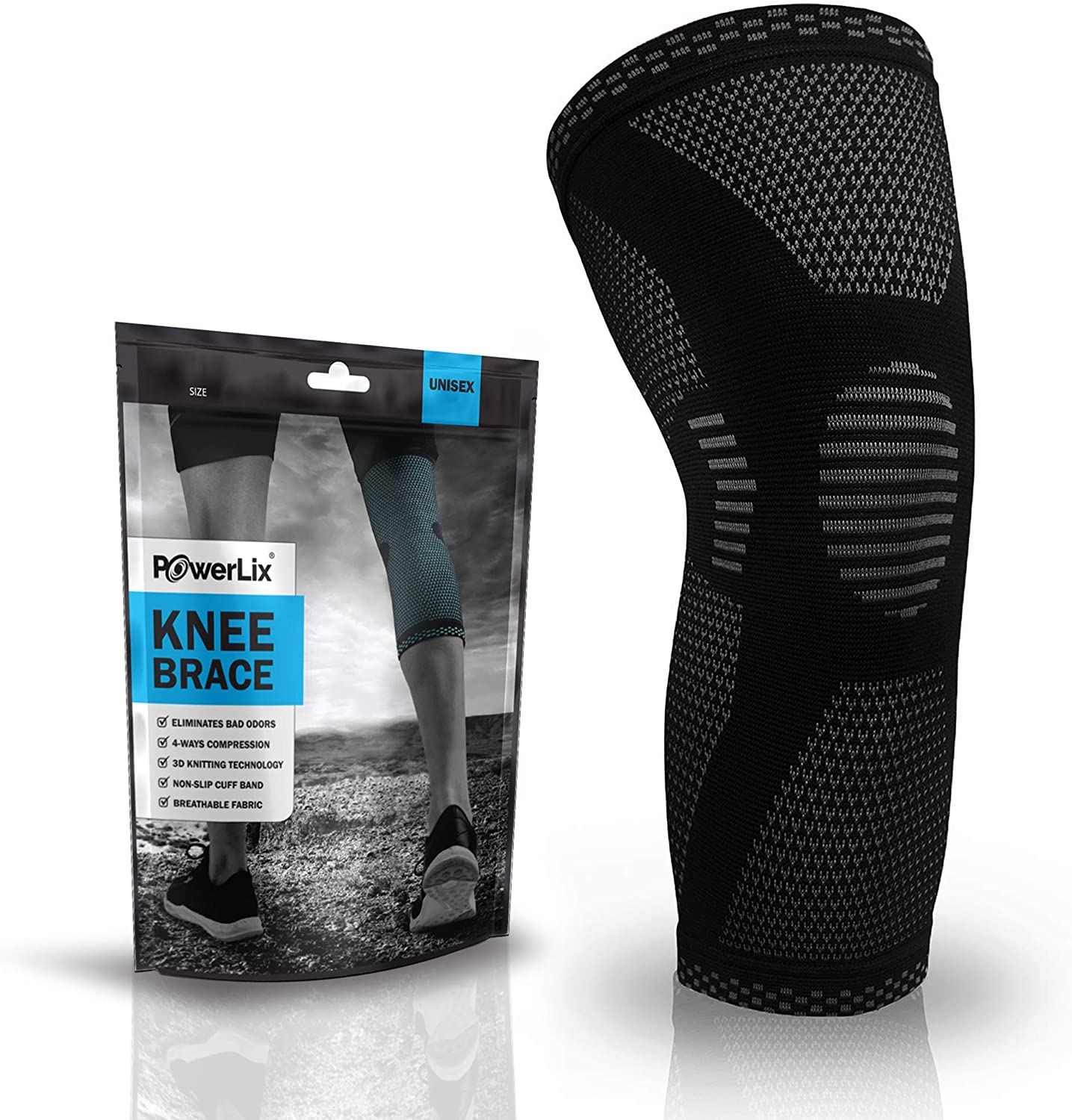 Powerlix Knee Compression Sleeve Brace for Men & Women - Small 1 Count