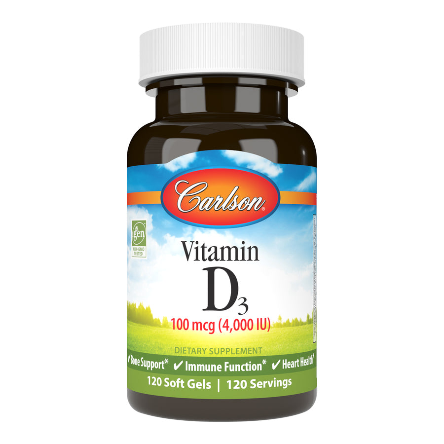 Carlson Vitamin D3 4,000 IU (100mcg) 120 Soft Gels Bone Support, Immune Function & Heart Health