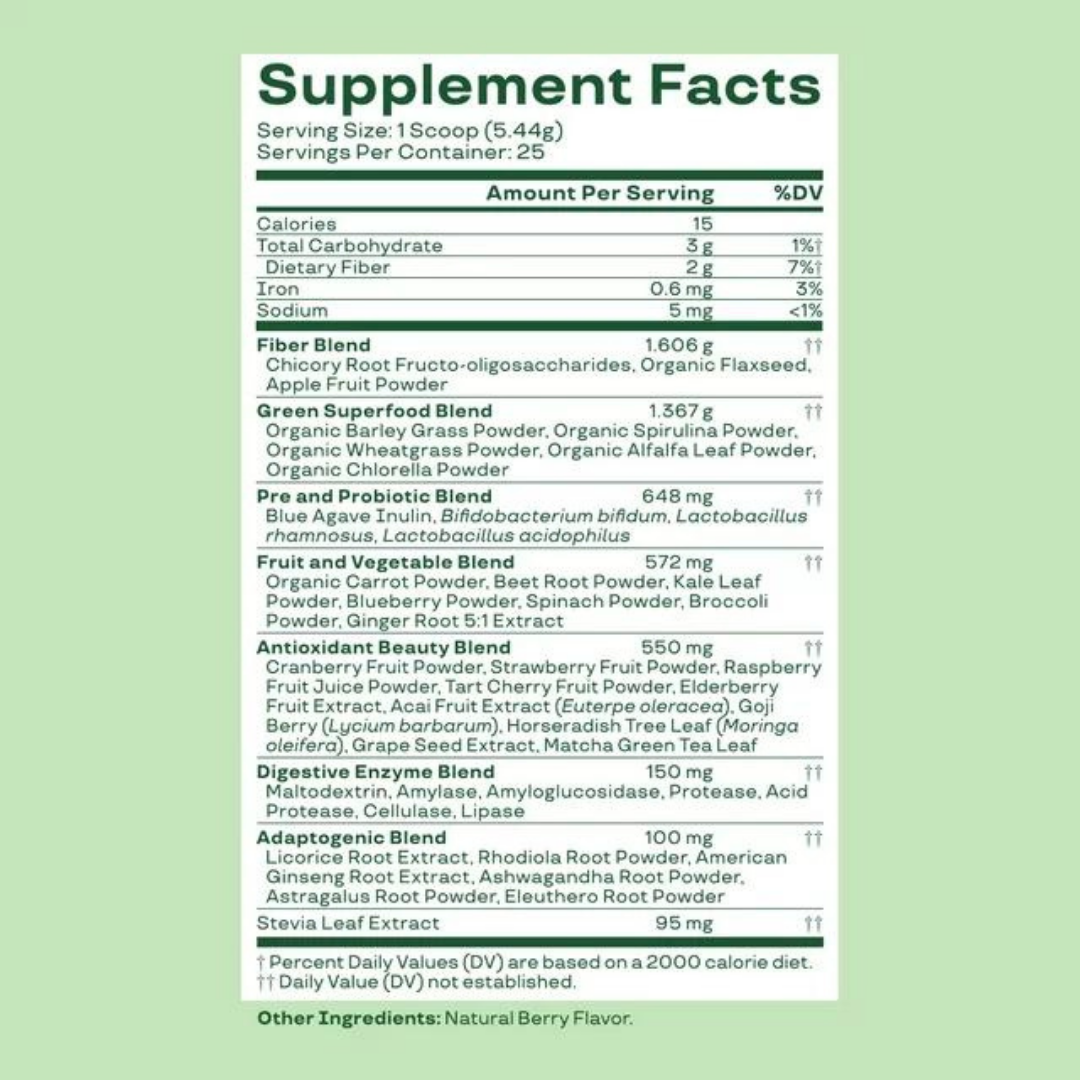 Bloom Super Greens Powder Smoothie & Juice Mix (136g) 25 Servings