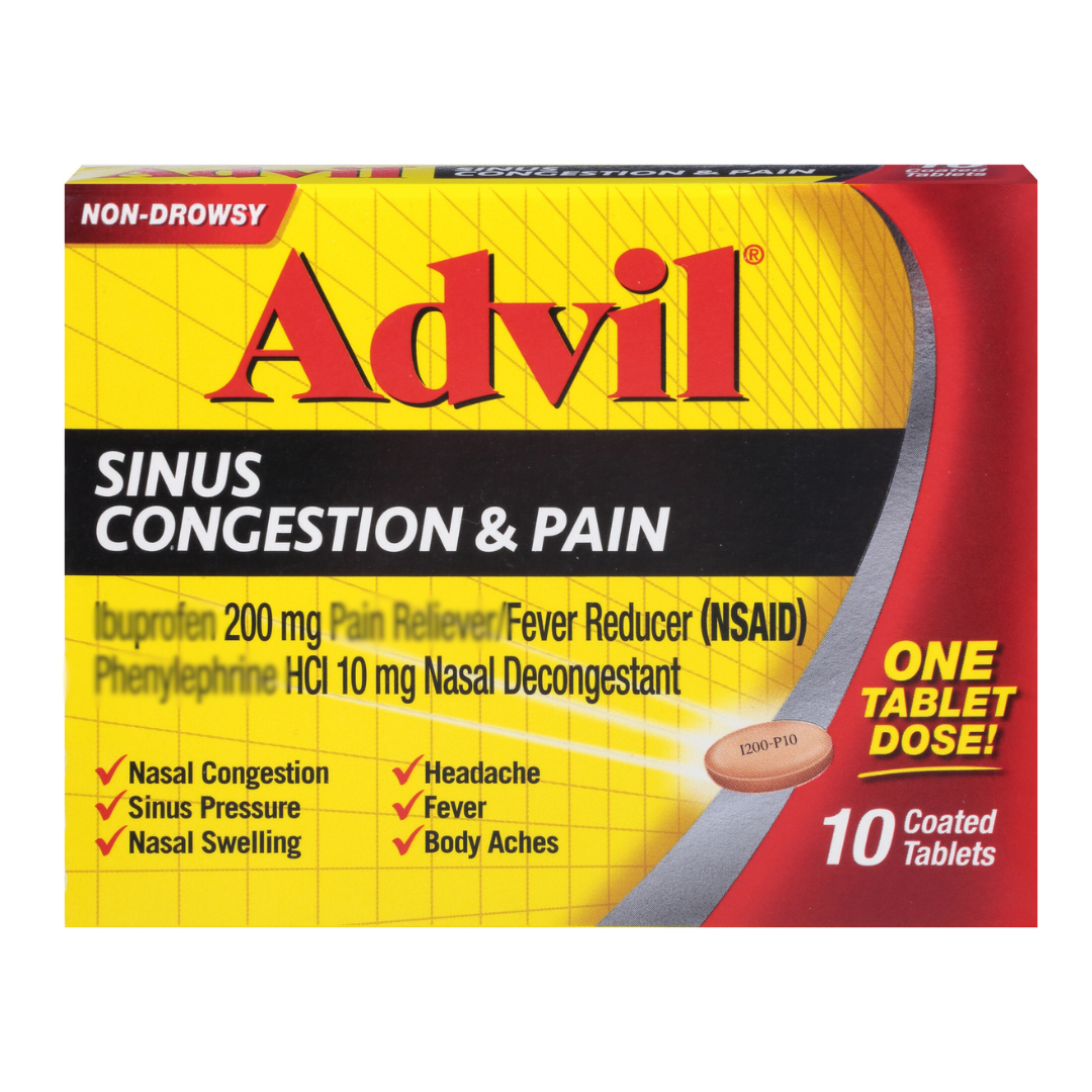 Advil Sinus Congestion Coated Tablets 10 Count