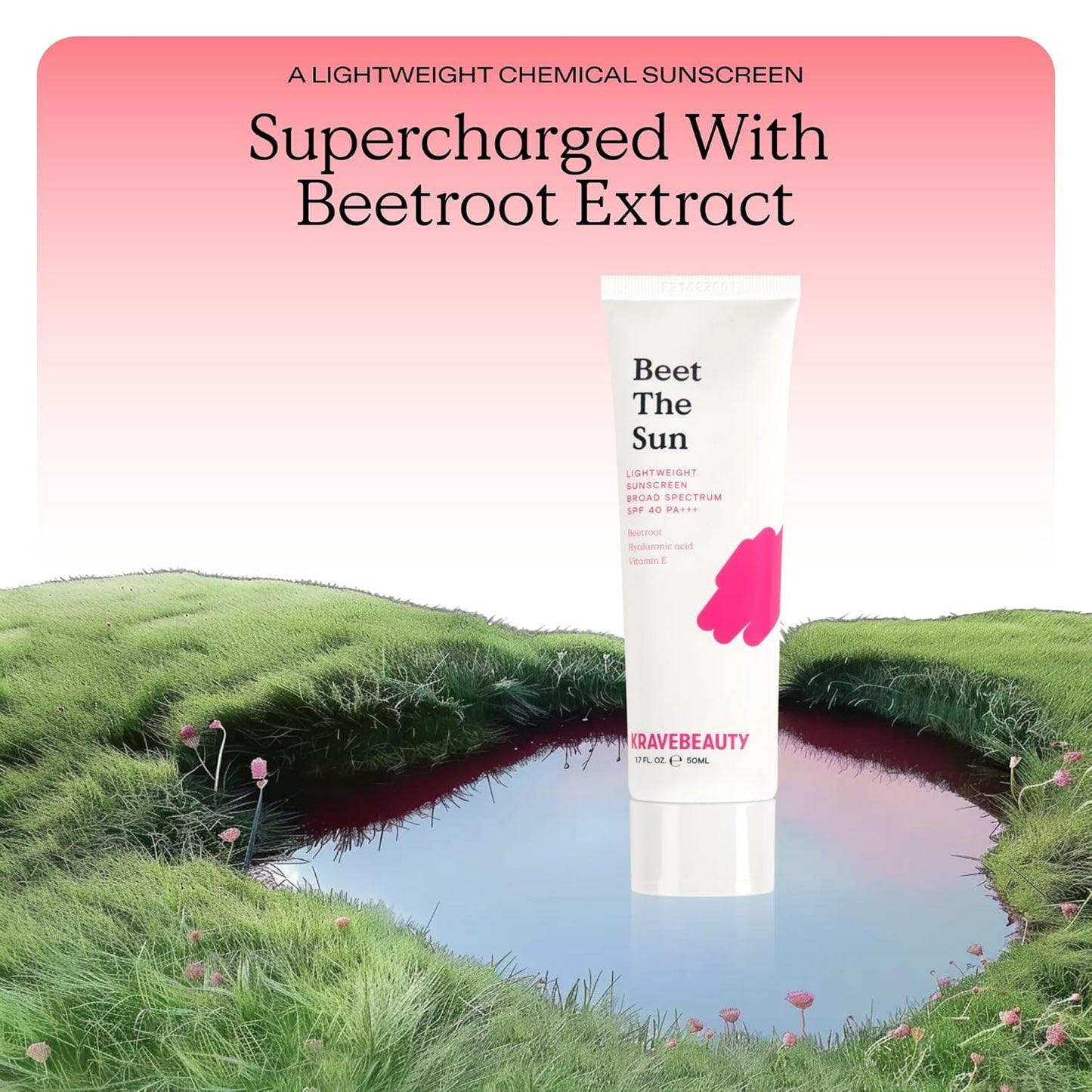 KraveBeauty Beet The Sun Lightweight Sunscreen SPF 40 PA+++, 50 ml / 1.7 fl. oz.